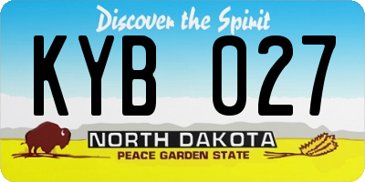 ND license plate KYB027