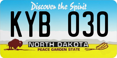 ND license plate KYB030