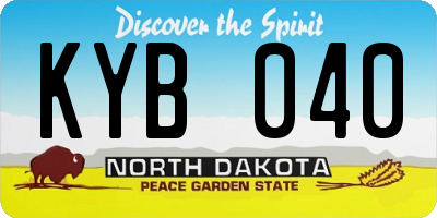 ND license plate KYB040