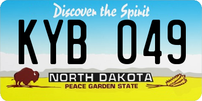 ND license plate KYB049