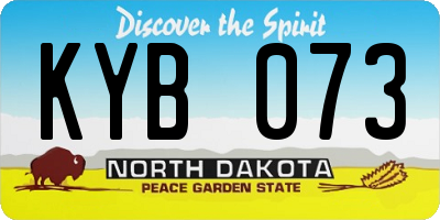 ND license plate KYB073