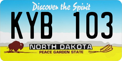 ND license plate KYB103