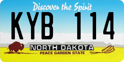 ND license plate KYB114