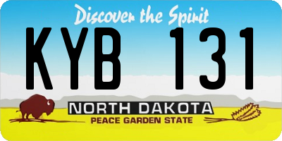ND license plate KYB131
