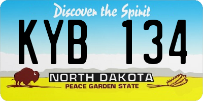 ND license plate KYB134
