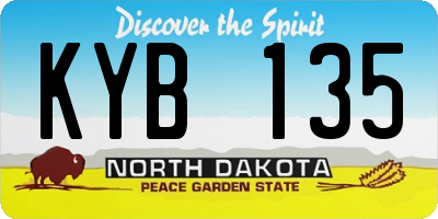 ND license plate KYB135