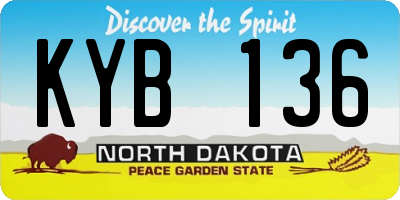 ND license plate KYB136