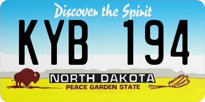 ND license plate KYB194