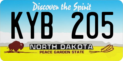 ND license plate KYB205
