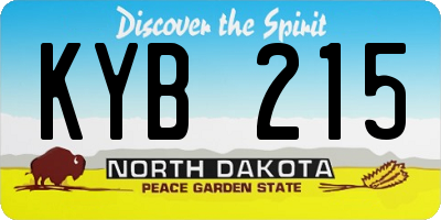 ND license plate KYB215