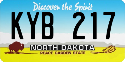 ND license plate KYB217