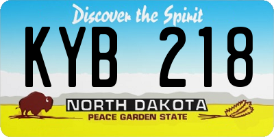 ND license plate KYB218