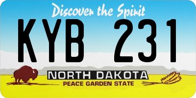 ND license plate KYB231