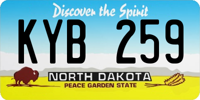 ND license plate KYB259