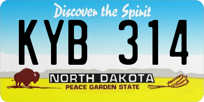 ND license plate KYB314