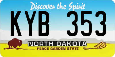 ND license plate KYB353