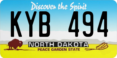 ND license plate KYB494