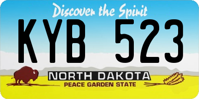 ND license plate KYB523