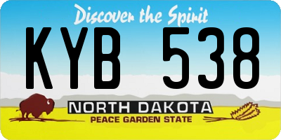 ND license plate KYB538