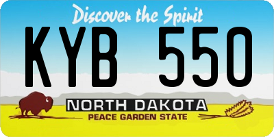 ND license plate KYB550