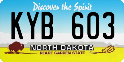 ND license plate KYB603