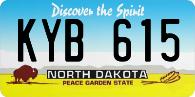 ND license plate KYB615