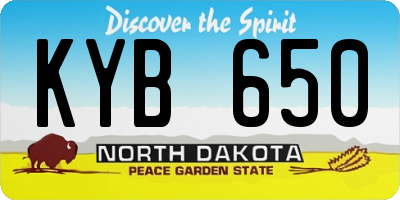 ND license plate KYB650