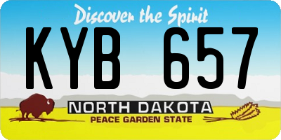 ND license plate KYB657