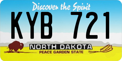 ND license plate KYB721