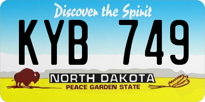 ND license plate KYB749