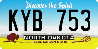ND license plate KYB753