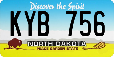 ND license plate KYB756