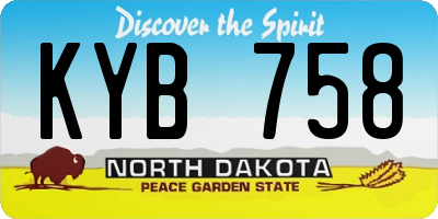 ND license plate KYB758