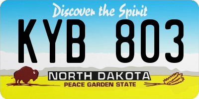 ND license plate KYB803