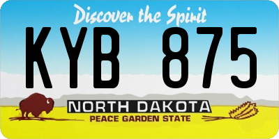 ND license plate KYB875