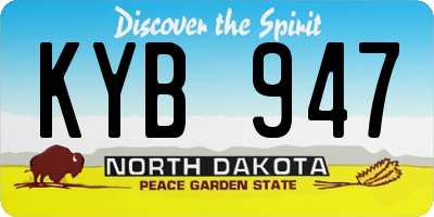 ND license plate KYB947