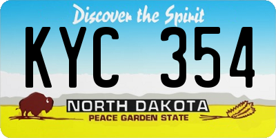 ND license plate KYC354