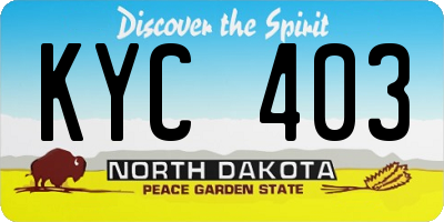 ND license plate KYC403