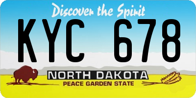 ND license plate KYC678