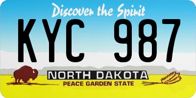 ND license plate KYC987