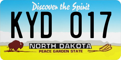 ND license plate KYD017