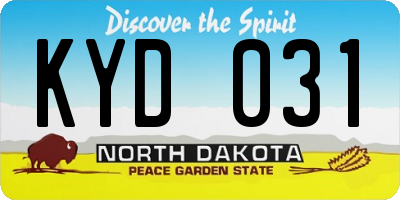 ND license plate KYD031