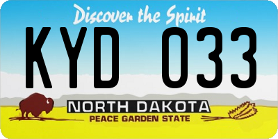 ND license plate KYD033