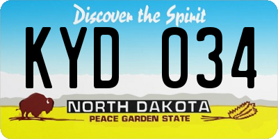 ND license plate KYD034