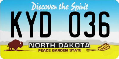 ND license plate KYD036