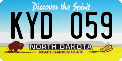 ND license plate KYD059