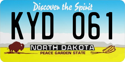 ND license plate KYD061