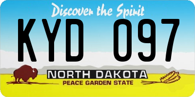 ND license plate KYD097