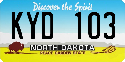 ND license plate KYD103