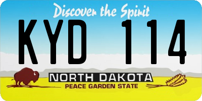 ND license plate KYD114